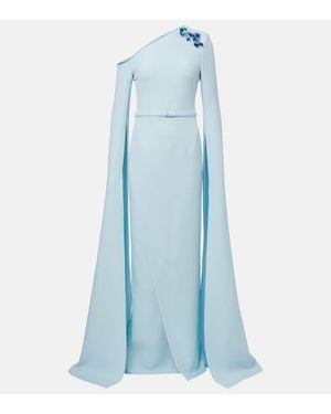 Safiyaa Verzierte Robe Rinna Aus Crepe - Blau
