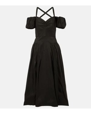 Markarian Off-Shoulder Silk Midi Dress - Black