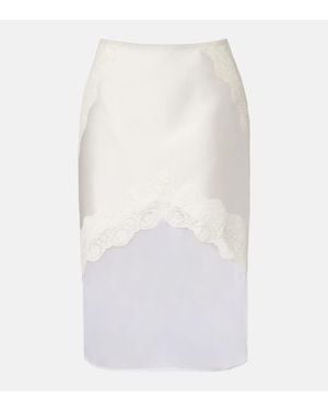 Jil Sander Lace-Trimmed Satin Midi Skirt - White