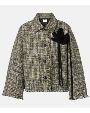 Erdem Floral-Applique Tweed Jacket - Green