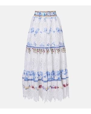 CAMILLA All About That Lace Linen Midi Skirt - Blue