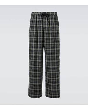 Loewe Checked Wide-Leg Trousers - Grey