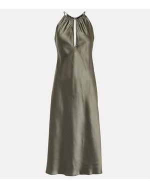 Nili Lotan Eglantine Halterneck Silk Midi Dress - Green