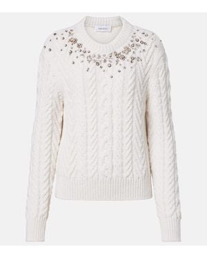 McQueen Embellished Wool And Cashmere Jumper - White