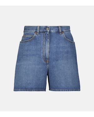 Gucci Horsebit-detailed Denim Shorts - Blue