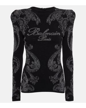 Balmain Top Aus Jersey - Schwarz