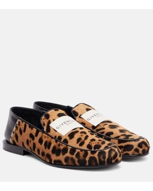Givenchy Logo Leopard-Print Calf Hair Loafers - Brown