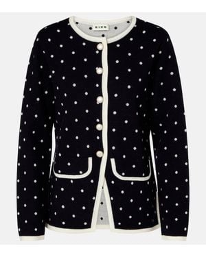RIXO London Mirja Polka-Dot Wool-Blend Cardigan - Black