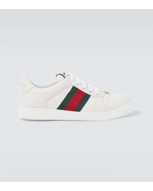 Gucci Zapatillas Screener De Piel Grabada - Blanco