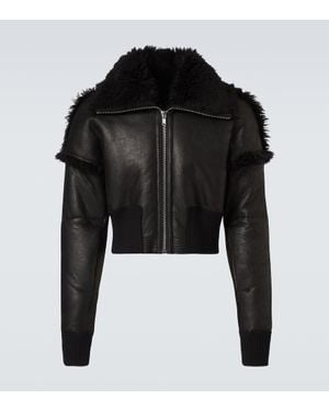 Rick Owens Dracucollar Shearling-Lined Leather Jacket - Black