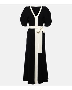 Gabriela Hearst Lilias Puff-Sleeve Wool Midi Dress - Black