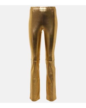 Stouls Jp Long Metallic Leather Slim Trousers - Natural