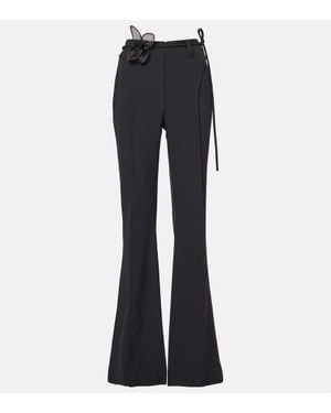ROTATE BIRGER CHRISTENSEN Floral-Applique High-Rise Flared Pants - Blue
