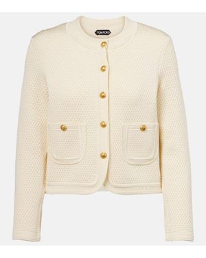 Tom Ford Chasseur Waffle-Knit Cardigan - Natural