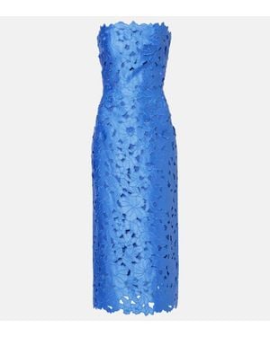 Costarellos Robe Midi Bustier Delmara En Dentelle - Bleu