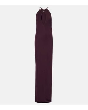 Tom Ford Cutout Halterneck Crepe Jersey Gown - Purple