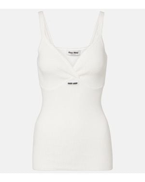 Miu Miu Top Aus Baumwolle Mit Spitze - Weiß