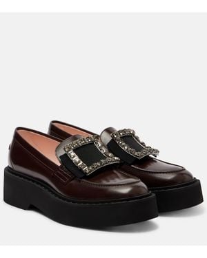 Roger Vivier Viv' Rangers Leather Platform Loafers - Black