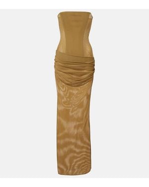 Alex Perry Sheer Strapless Corset Dress - Metallic