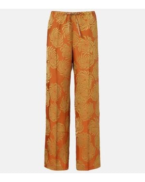 Dries Van Noten Printed Wide-Leg Pants - Orange