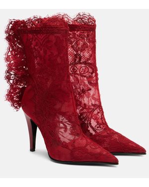 McQueen Ankle Boots Heron 105 Aus Spitze - Rot