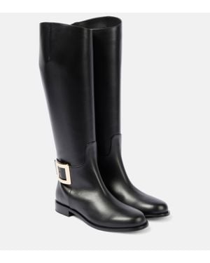 Roger Vivier Viv Riding Leather Knee-high Boots - Black