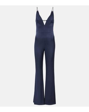 Galvan London Avedon Globe Crepe Satin Jumpsuit - Blue