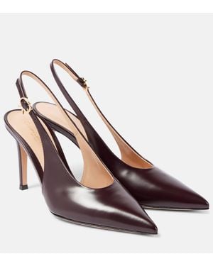 Gianvito Rossi Robbie 85 Patent Leather Slingback Court Shoes - Brown