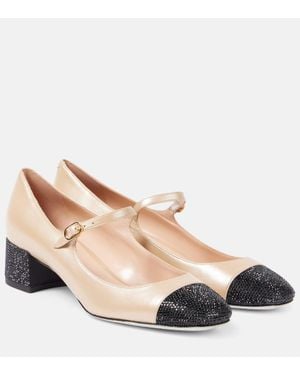 Rene Caovilla Kristen 40 Leather Mary Jane Pumps - Natural