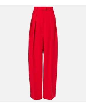 Sportmax Abadan Wool-Blend Canvas Wide-Leg Pants - Red