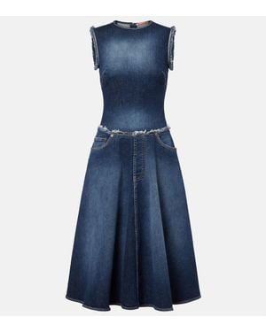 Acne Studios Duffena Distressed Denim Midi Dress - Blue
