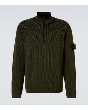 Stone Island Pullover Compass Aus Einem Wollgemisch - Grün