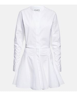 Alaïa Cotton Poplin Minidress - White