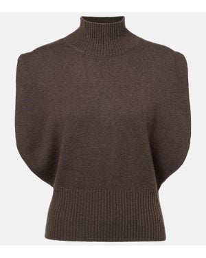 Lisa Yang Zaya Knitted Cashmere Top - Brown