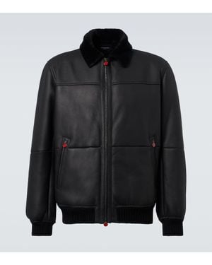 Kiton Bomberjacke Aus Leder Mit Shearling - Schwarz