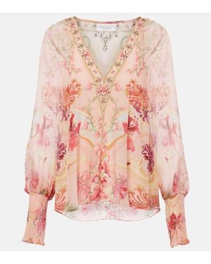 CAMILLA Blusa Blossoms And Brushstrokes - Rosa