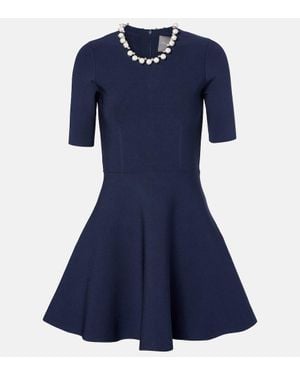 Monique Lhuillier Abito Corto Con Perle Bijoux - Blu