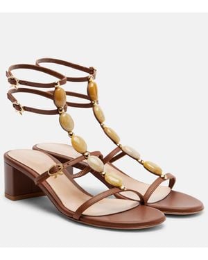 Gianvito Rossi Shanti 45 Embellished Leather Sandals - Brown
