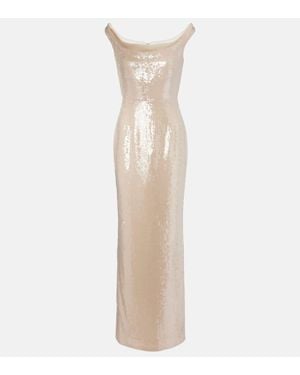 Roland Mouret Off-Shoulder-Robe Mit Pailletten - Natur