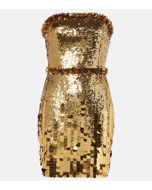Rebecca Vallance Golden Hour Sequined Cocktail Dress - Metallic