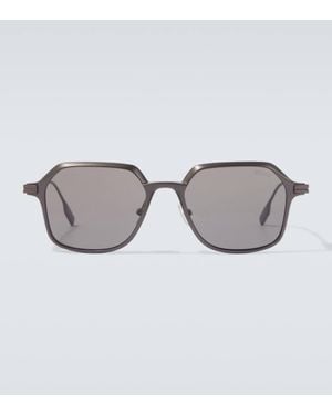 ZEGNA Oversized Aluminum Square Sunglasses - Grey