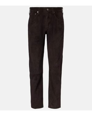 Citizens of Humanity Gerade Low-Rise-Hose Winslow Aus Veloursleder - Schwarz