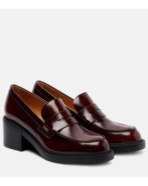 Tod's 60 Leather Loafer Pumps - Brown