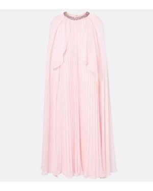 Self-Portrait Caped Chiffon Gown - Pink