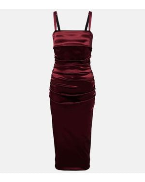 Dolce & Gabbana Draped Satin Midi Dress - Red