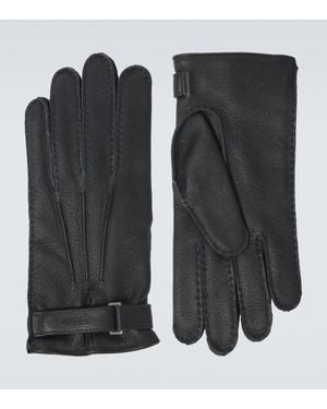 ZEGNA Guantes De Piel Grabados - Negro