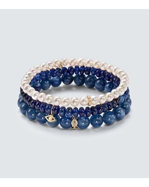 Sydney Evan 14Kt Bracelet Bundle With Pearl, Kyanite, Diamonds And Sapphires - Blue