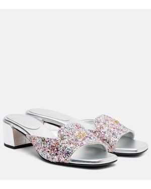 Jimmy Choo Pantoletten Dina 45 Mit Glitter - Weiß