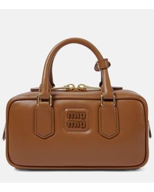 Miu Miu Camel Suede Leather Shopping Bag in Brown | Lyst