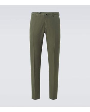 Slowear Gerade Hose Aus Leinen Und Baumwolle - Grün